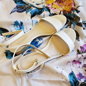 White Leather Low Heel Sandals Enzo Angiolini
